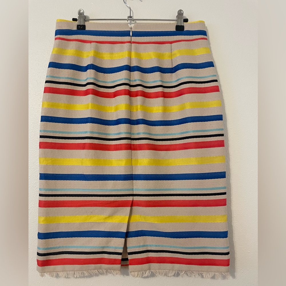 J. Crew Jacquard Stripe Fringe Hem Skirt Size 8 - Picture 3 of 6